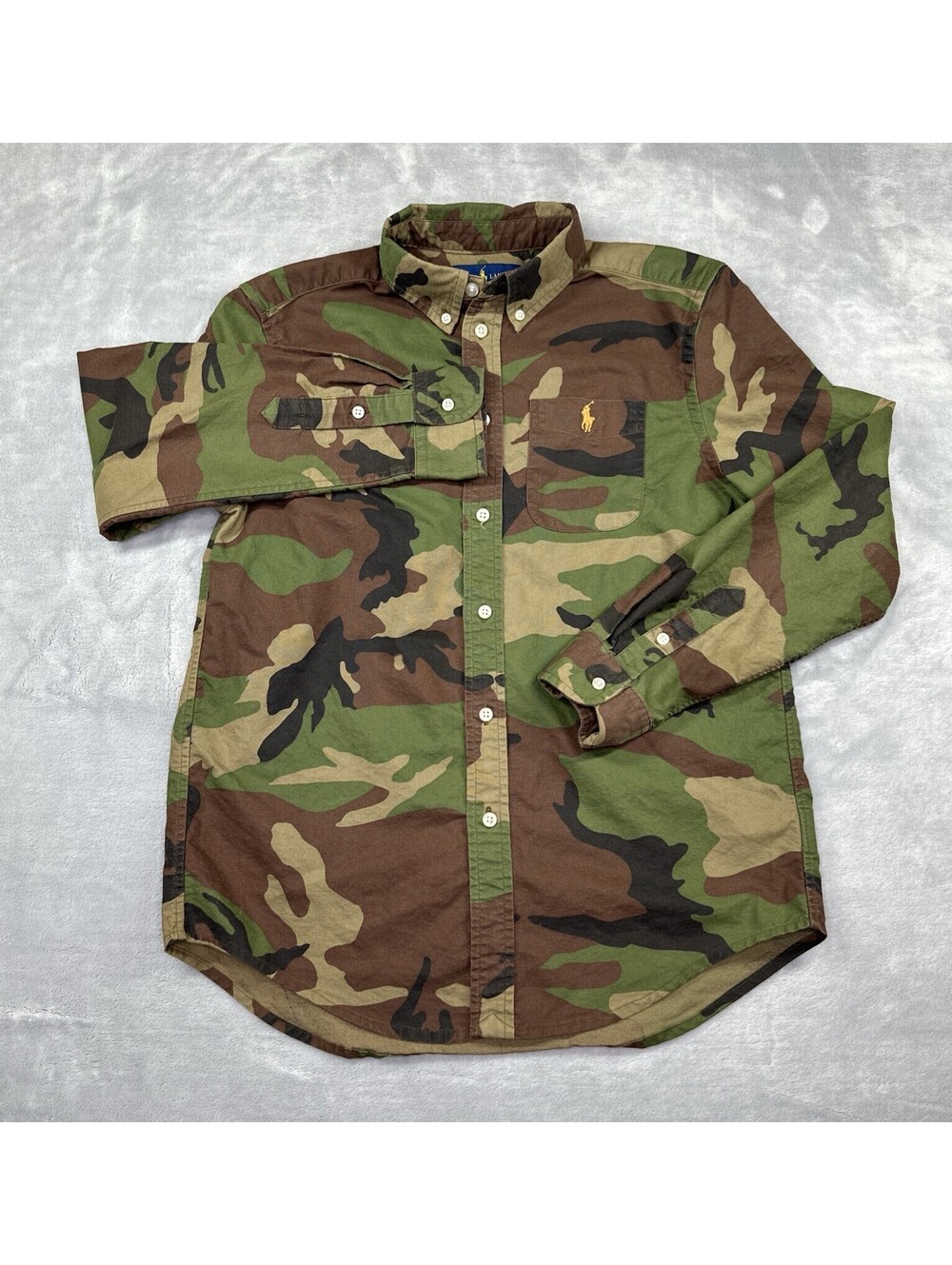 Polo Ralph Lauren Classic Fit Camouflage Oxford Long-Sleeve Kids Large 14-16